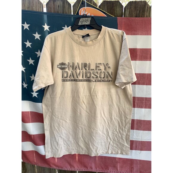 Vintage Y2K Harley Davidson Reno Nevada cream and black streetwear tee Size L - Picture 1 of 9